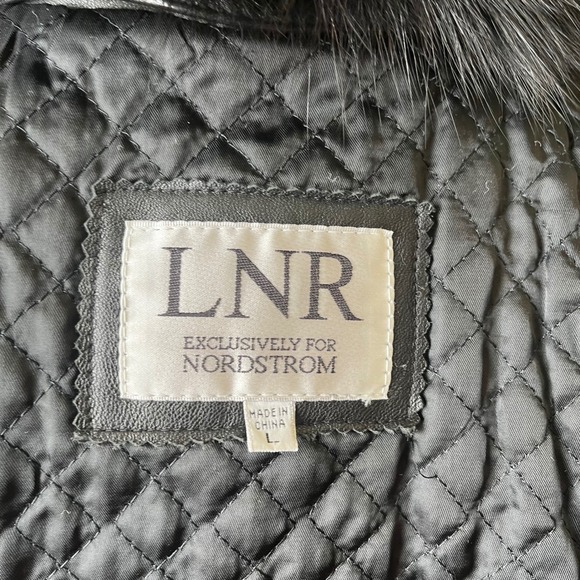 Vintage Black Leather Coat Removable Fox Fur Collar LNR Nordstrom Size‎ Large - Picture 7 of 11